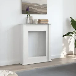 Sale Fortsats til pejs - Dekorativ hylde til LED-flamme | Mål: 75x20x87,5 cm | Farve: Hvid Pejse