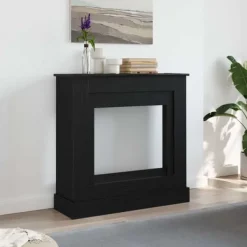 Pejse^Fortsats til pejs - Dekorativ hylde til LED-flamme | Størrelse: 90x30x90 cm | Farve: Sort egetræsfarvet