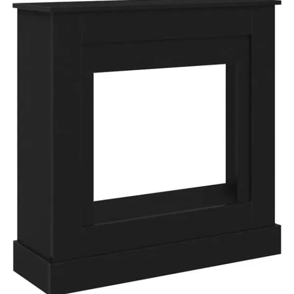 Pejse^Fortsats til pejs - Dekorativ hylde til LED-flamme | Størrelse: 90x30x90 cm | Farve: Sort egetræsfarvet