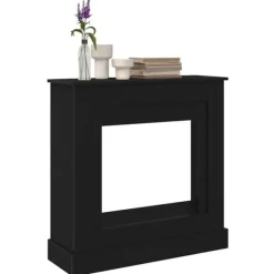 Pejse^Fortsats til pejs - Dekorativ hylde til LED-flamme | Størrelse: 90x30x90 cm | Farve: Sort egetræsfarvet