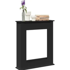 Pejse^Fortsats til pejs i konstrueret træ - Sikkerhedsbarriere | Størrelse: 75x20x87,5 cm | Farve: Sort