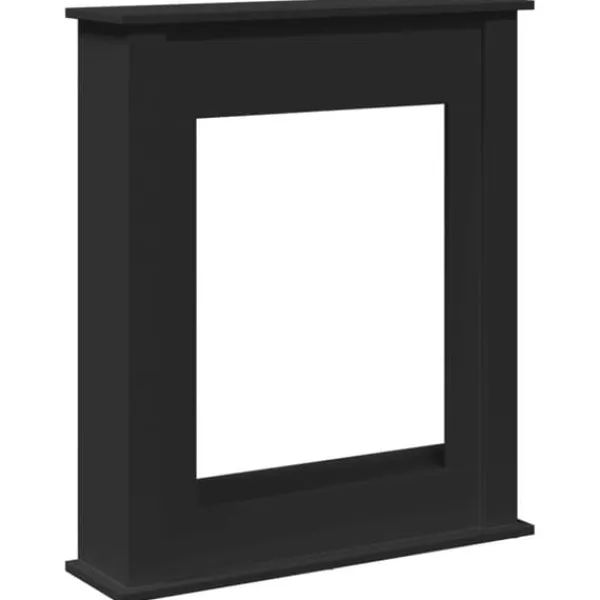 Pejse^Fortsats til pejs i konstrueret træ - Sikkerhedsbarriere | Størrelse: 75x20x87,5 cm | Farve: Sort