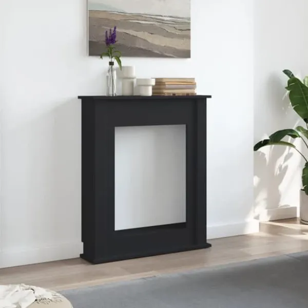 Pejse^Fortsats til pejs i konstrueret træ - Sikkerhedsbarriere | Størrelse: 75x20x87,5 cm | Farve: Sort