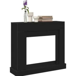 Best Fortsats til pejs i konstrueret træ - Sikkerhedsbarriere | Farve: Sort-eg | Størrelse: 100x30x87,5 cm Pejse