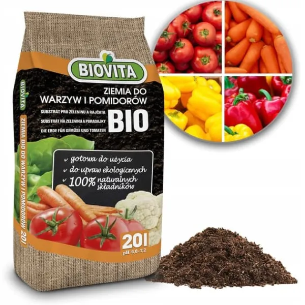 Jord & Sand^FÆRDIGLAVERET BIOJORD TIL GRØNTSAGER OG TOMATER BIOVITA 20L