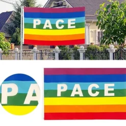 Flag & Vindposer^Färgglad Peace Flag Polyester Pacifist Flagga 90 X 145 cm Peace Banner Flaggor för trädgårdsbalkong utomhus