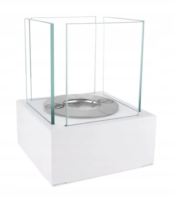 Sale Fritstående biopejs 13x13x17 cm Smart White struktureret mat Pejse