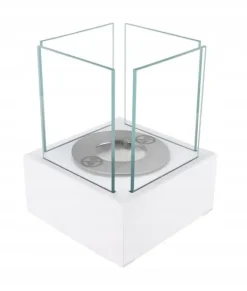 Sale Fritstående biopejs 13x13x17 cm Smart White struktureret mat Pejse