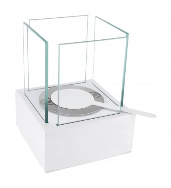 Sale Fritstående biopejs 13x13x17 cm Smart White struktureret mat Pejse