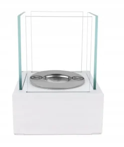 Sale Fritstående biopejs 13x13x17 cm Smart White struktureret mat Pejse