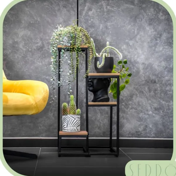 Sale Fritstående blomsterstativ til blomster og planter, 4 niveauer, metal, rustik, 76 cm Plantestativer
