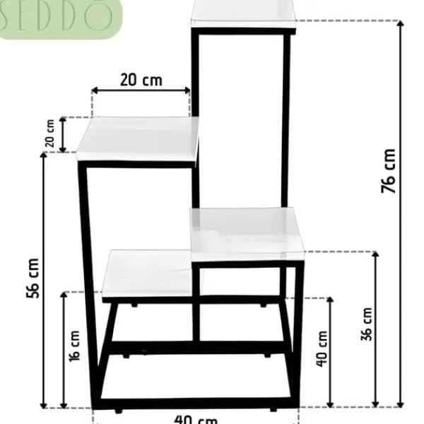 Sale Fritstående blomsterstativ til blomster og planter, 4 niveauer, metal, rustik, 76 cm Plantestativer