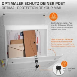 Online Fritstående brevkasse med avisrum 37 cm Hvid inkl. stativ 120 cm høj Fritstående brevkasse i sølv Postkasser & Brevindkast