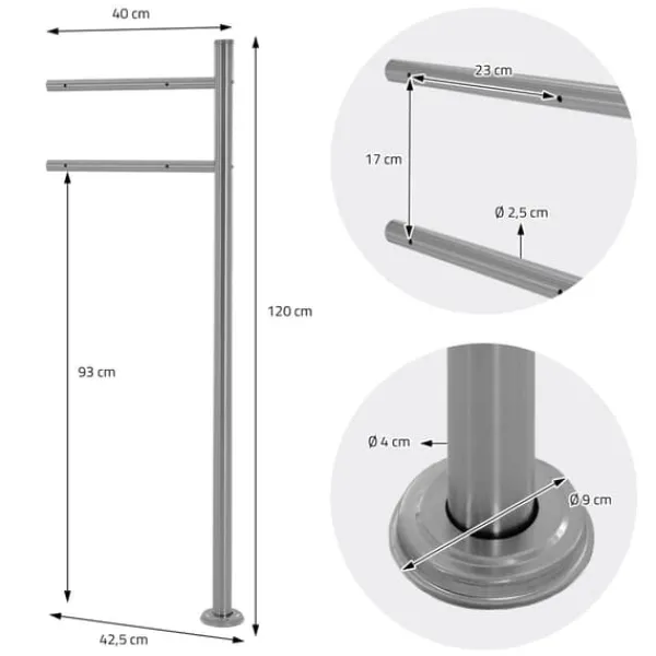 Online Fritstående brevkasse med avisrum 37 cm Hvid inkl. stativ 120 cm høj Fritstående brevkasse i sølv Postkasser & Brevindkast