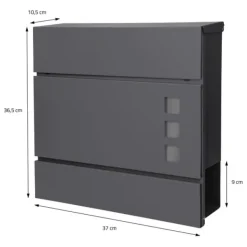 Clearance Fritstående brevkasse med avisrum 37 cm antracit inkl. stativ 120 cm højt Fritstående brevkasse sølv Postkasser & Brevindkast