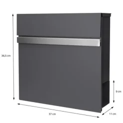 Ecd-Germany Postkasser & Brevindkast^Fritstående brevkasse med avisrum 37 cm antracit inkl. stativ 120 cm højt Fritstående brevkasse sølv