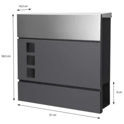 New Fritstående brevkasse med avisrum 37 cm antracit inkl. stativ 120 cm højt Fritstående brevkasse sølv Postkasser & Brevindkast