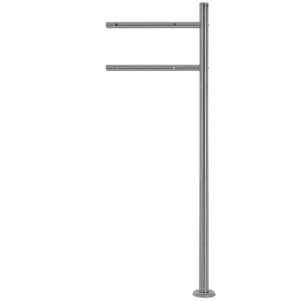 Best Fritstående brevkasse med avisrum 37 cm antracit/sølv inkl. stander 120 cm høj sølv Fritstående brevkasse Postkasser & Brevindkast