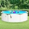 Pooler^Fritstående swimmingpool med stålvæg 460x120 cm | Farve: Hvid | Inderside: Blå