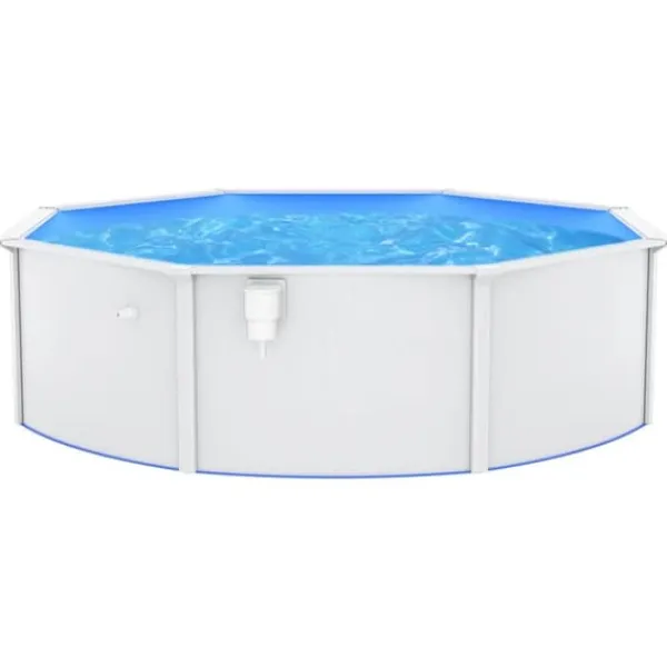 Pooler^Fritstående swimmingpool med stålvæg 460x120 cm | Farve: Hvid | Inderside: Blå