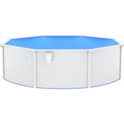Pooler^Fritstående swimmingpool med stålvæg 460x120 cm | Farve: Hvid | Inderside: Blå