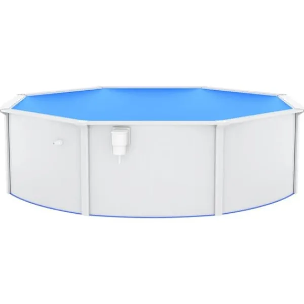 Pooler^Fritstående swimmingpool med stålvæg 460x120 cm | Farve: Hvid | Inderside: Blå