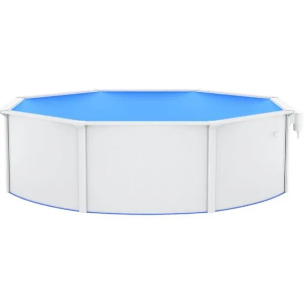 Pooler^Fritstående swimmingpool med stålvæg 460x120 cm | Farve: Hvid | Inderside: Blå