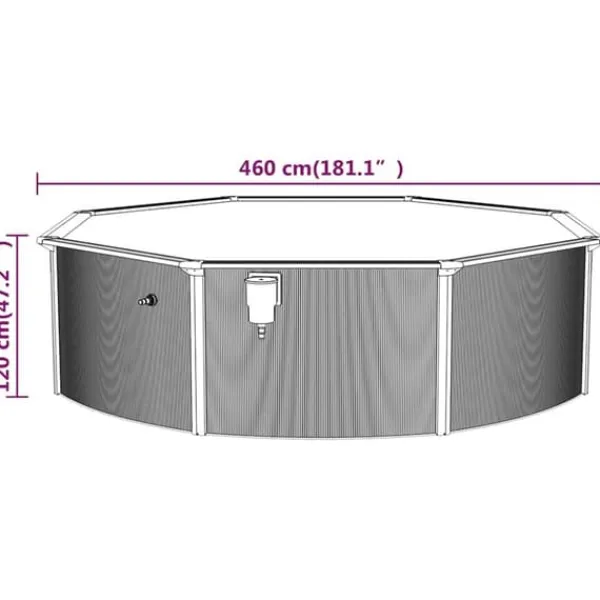 Pooler^Fritstående swimmingpool med stålvæg 460x120 cm | Farve: Hvid | Inderside: Blå