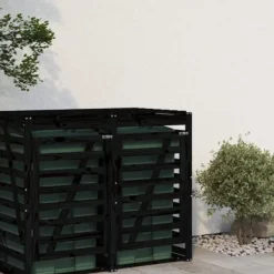Outlet Förlängning till sopkärlsskjulet - Massiv furu, Ventilerad design | Färg: Svart | Storlek: Standard Skure, Garager & Carports