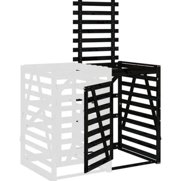 Outlet Förlängning till sopkärlsskjulet - Massiv furu, Ventilerad design | Färg: Svart | Storlek: Standard Skure, Garager & Carports