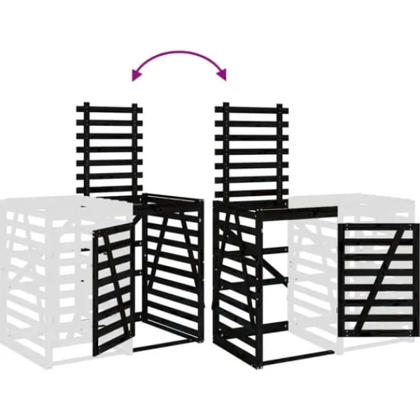Outlet Förlängning till sopkärlsskjulet - Massiv furu, Ventilerad design | Färg: Svart | Storlek: Standard Skure, Garager & Carports
