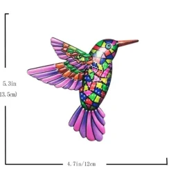 Discount Fugl Hummingbird Vægskilt Have Ornament 12x13,5cm - Lilla Havedekorationer