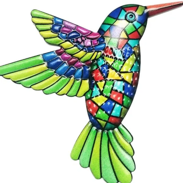 Havedekorationer^Fugl Hummingbird Vægskilt Have Ornament 12x13,5cm -Grøn