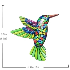 Havedekorationer^Fugl Hummingbird Vægskilt Have Ornament 12x13,5cm -Grøn