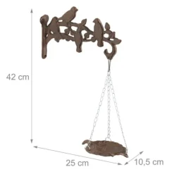Outlet Fuglebad, 42x25x10,5 cm, Brun, Støbejern Til Fugle & Småvildt