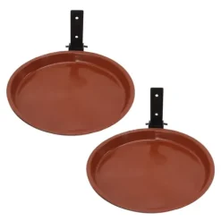 Til Fugle & Småvildt^Fuglefoder- og fuglebadesæt med kraftig metalring - 2 gryder, 2 beslag til terrasse i baghaven