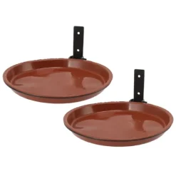 Til Fugle & Småvildt^Fuglefoder- og fuglebadesæt med kraftig metalring - 2 gryder, 2 beslag til terrasse i baghaven