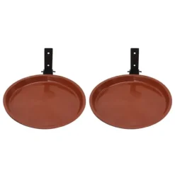 Til Fugle & Småvildt^Fuglefoder- og fuglebadesæt med kraftig metalring - 2 gryder, 2 beslag til terrasse i baghaven