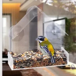 New Fuglefoderautomat i gennemsigtigt husdesign til vinduer - med vejrbeskyttelse Til Fugle & Småvildt