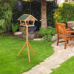 Online Fuglefoderbræt med stativ, 137x66x59 cm, Natur Grøn Til Fugle & Småvildt