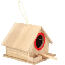 Til Fugle & Småvildt^Fuglehus Holdbart Hængende Fyrretræs Fuglerede til Fugle Foderstation Hvilestop (Rød)