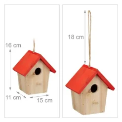 New Fuglehus, 16x15x11 cm, Rød Til Fugle & Småvildt