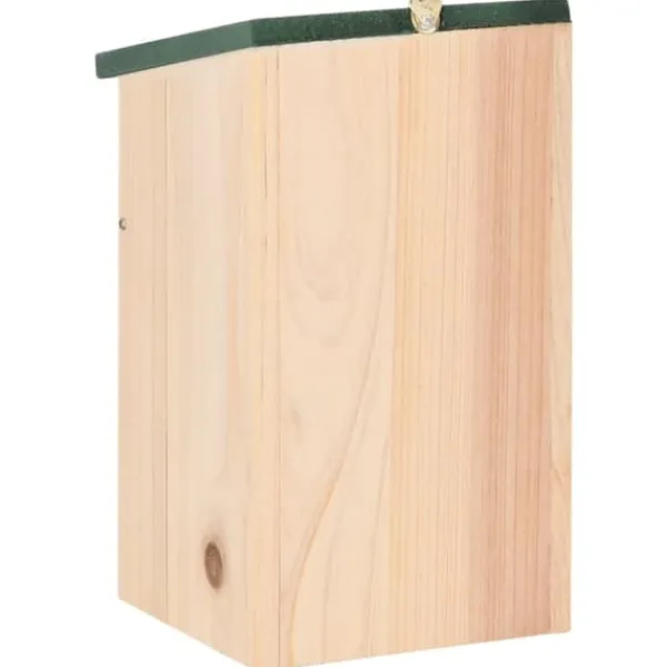 Til Fugle & Småvildt^Fuglehuse i træ - 8 stk. | Størrelse: 12x12x22 cm | Farve: Træfarvet med grønt tag