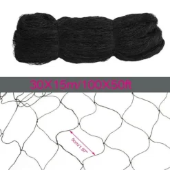 Outlet Fuglenet - Beskyttelsesnet - 30×15 m - Maskestørrelse 5 cm - Polyester - Til frugttræer, have og frugtplantage - Sort Haveduge