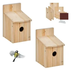 Til Fugle & Småvildt^Fugleredekasse sæt, Sæt af 2, 23x14x18 cm, Natur