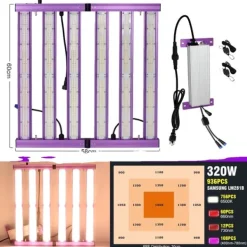 Hot Fuldspektret LED vækstlys, dæmpbart, høj PPFD-udgang,320W Kit Til Plante- & Urtedyrkning