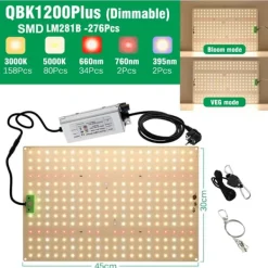 Fuldspektret LED vækstlys, dæmpbart, effektiv varmeafledning,QBX1200Plus, EU Kit Til Plante- & Urtedyrkning