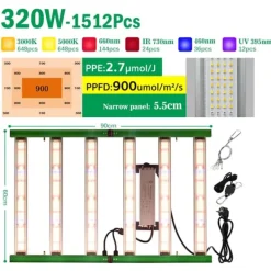 Best Fuldspektret LED vækstlys, 400W effekt, 1936 LED konfiguration,320W Kit Til Plante- & Urtedyrkning