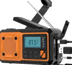 Beredskabsplaner^Fuleadture håndsvingradio 4000mAh, AM/FM/SW vejrradio, solcelle krumtapradio, SOS og lommelygte til nødsituationer