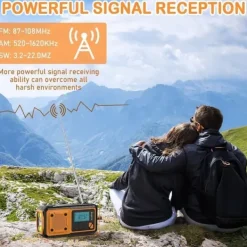 Beredskabsplaner^Fuleadture håndsvingradio 4000mAh, AM/FM/SW vejrradio, solcelle krumtapradio, SOS og lommelygte til nødsituationer